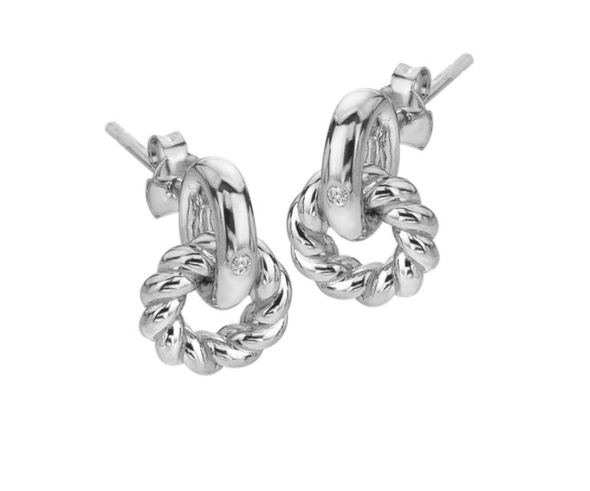 Hot Diamonds Sterling Silver Willow Rope Earrings DE804