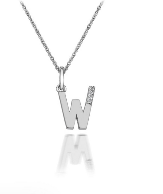 Hot Diamonds W Micro Pendant Necklace DP422  Initial W