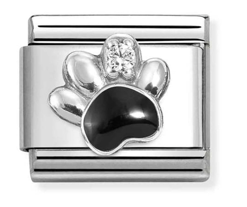 Nomination Classic Silver Black Paw Print Charm 33032112