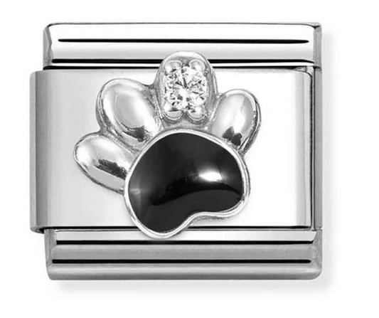 Nomination Classic Silver Black Paw Print Charm 33032112