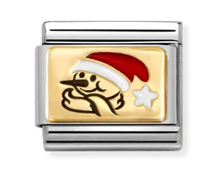 Nomination Gold Snowman with Red Christmas Hat Charm 03028912