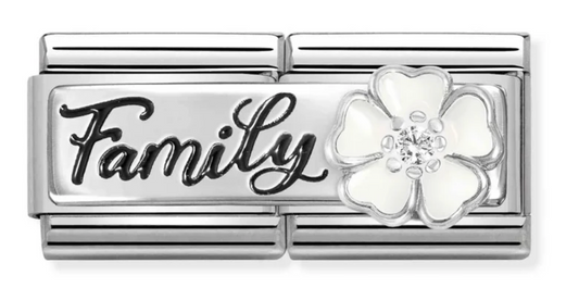 Nomination Double Link Family White Flower Charm Link 33073417