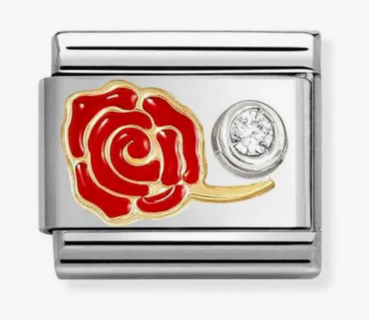 Nomination Classic Gold CZ Red Rose Charm 63030206