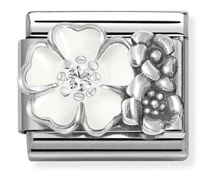 Nomination Classic Silver Flowers with White Enamel Charm 33032501