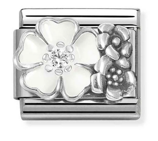 Nomination Classic Silver Flowers with White Enamel Charm 33032501