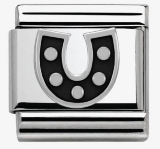 Nomination Classic Silvershine Symbols Black Horseshoe Charm 33020208