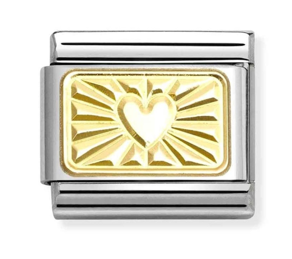 Nomination Classic Gold Heart Etched Plate Charm 03012158