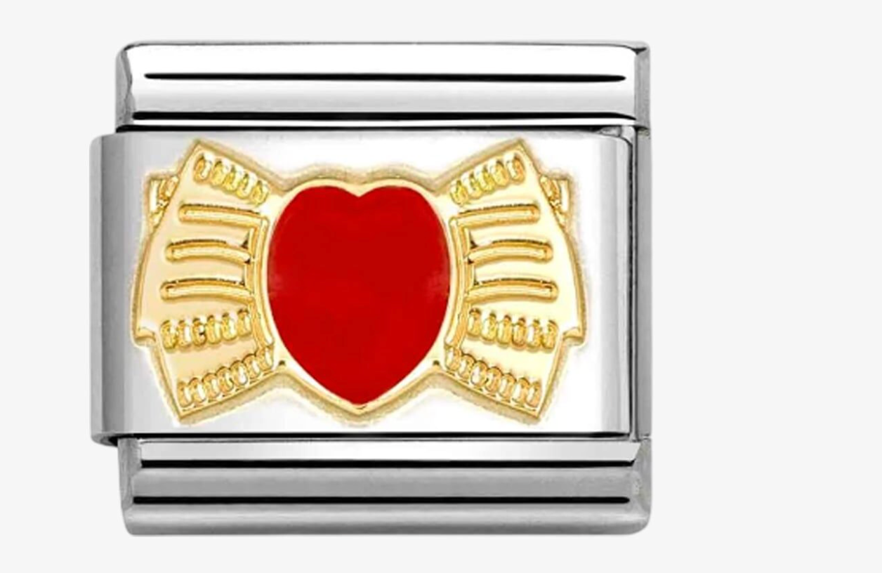 Nomination Classic Stainless Steel & Gold Red Heart Bow Charm 03020756