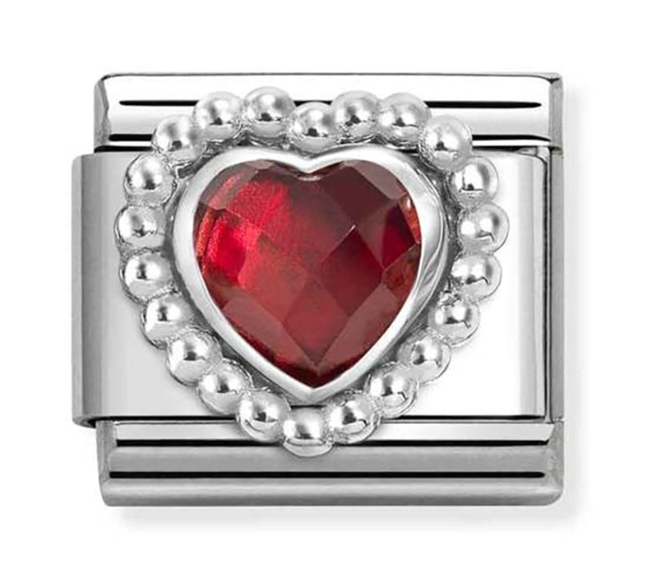 Nomination Classic Silvershine Faceted Red Heart Charm 330606005