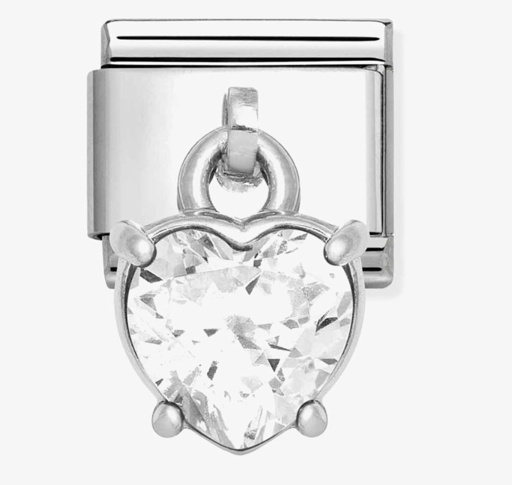 Nomination Classic White Heart Dangle Charm 33181212