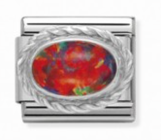 Nomination Classic Silver Red Opal Stone Charm Link 33050308