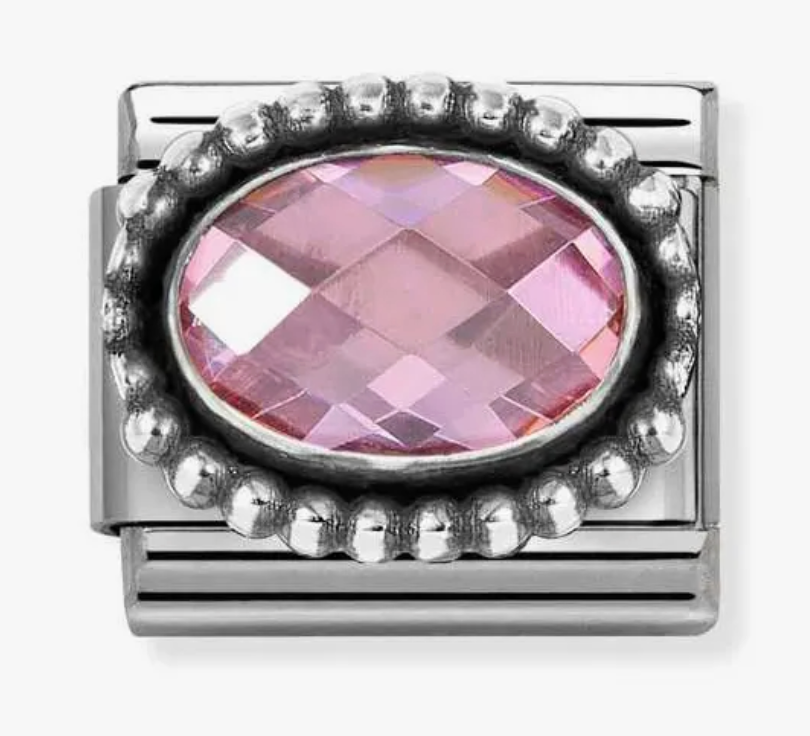 Nomination Classic Pink CZ Oval Beaded Charm 330607003