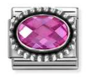 Nomination Classic Fuchsia CZ Oval Beaded Charm 330607030