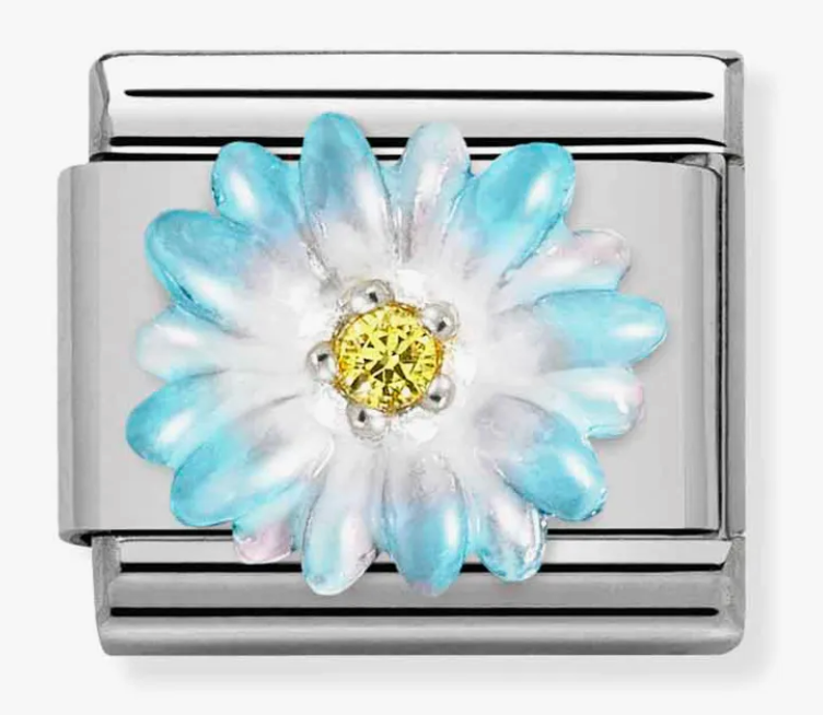 Nomination Classic Silver Blue Flower with Yellow CZ Charm 33032106