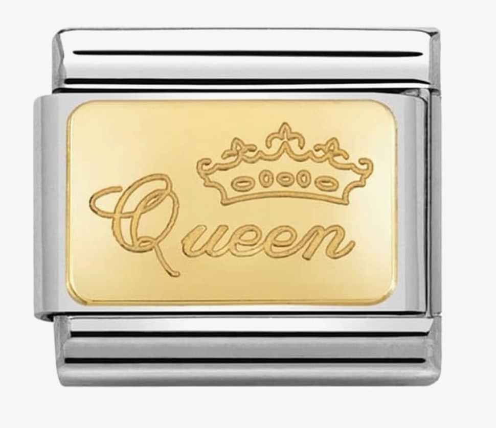 Nomination Classic Gold Engraved Signs Queen Charm 03012149