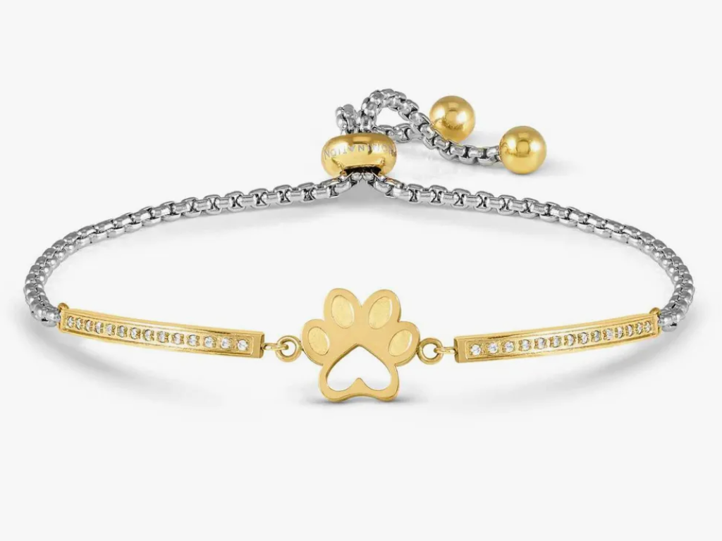 Nomination Milleluci Gold Plated Steel & Zirconia Dog Pawprint Bracelet