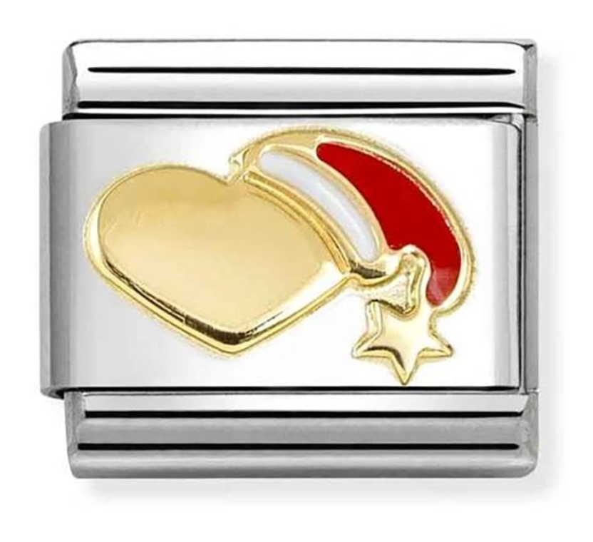 Nomination Classic Gold Heart with Santa Hat Charm 03022527