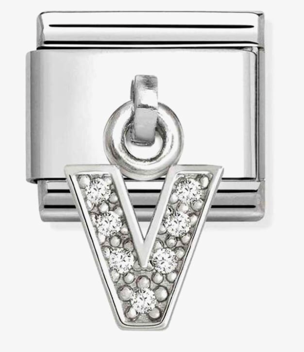 Nomination Classic Silvershine Sparkling Letter V Charm 33181822