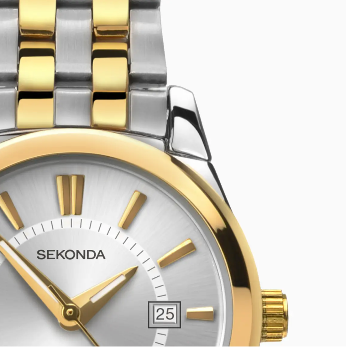 Sekonda Classic Ladies Watch Two Tone Case & Stainless Steel Bracelet with Silver White Dial 2462