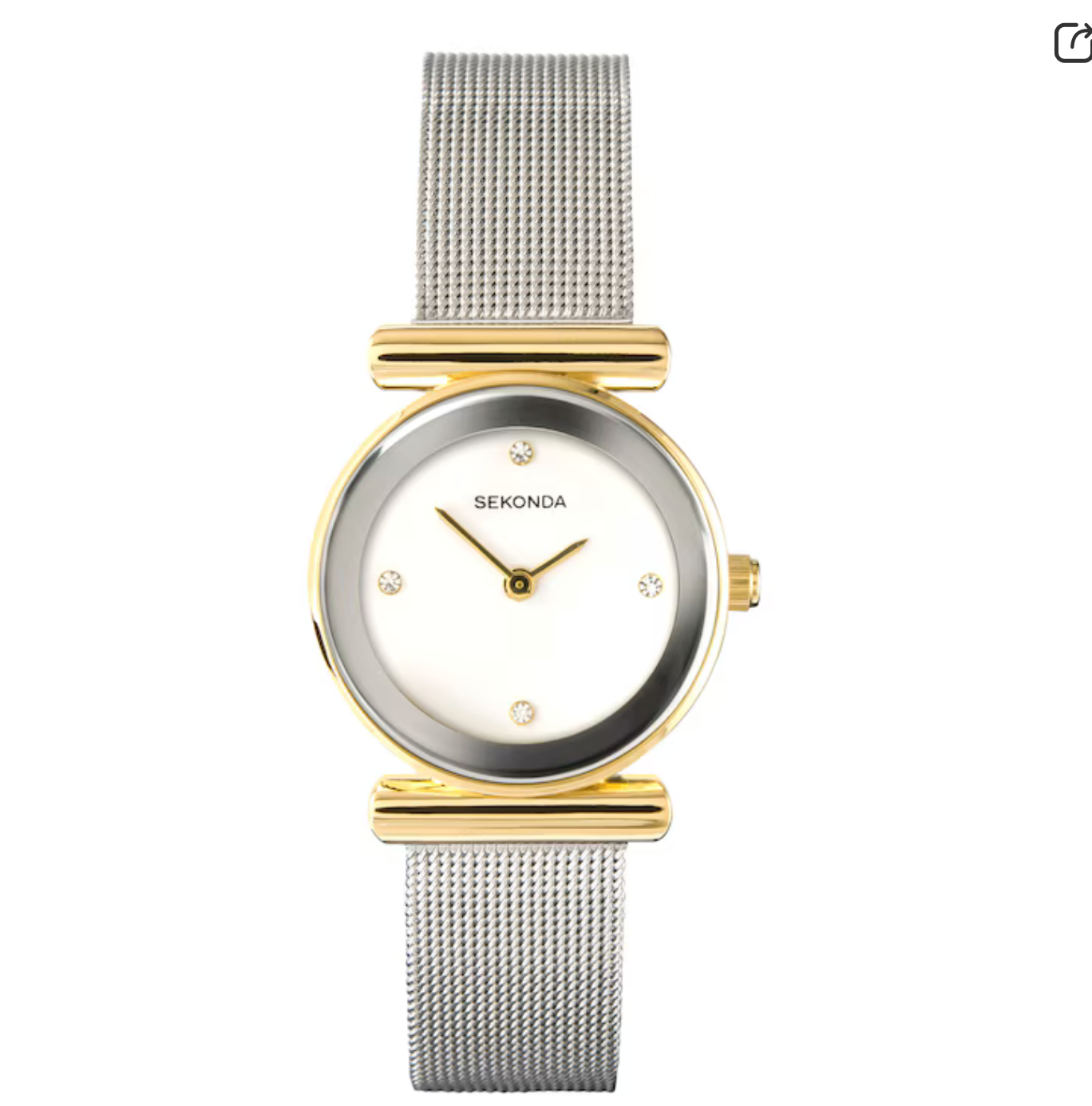 Sekonda Ava Ladies Watch with Gold Alloy Case & Silver Stainless Steel Mesh Bracelet