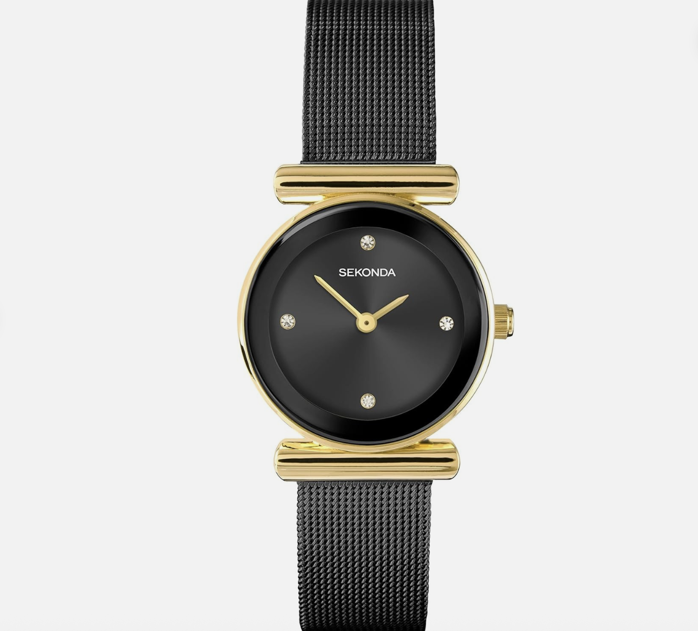 Sekonda Women's Gold Dial Watch With Chrystal Black Face