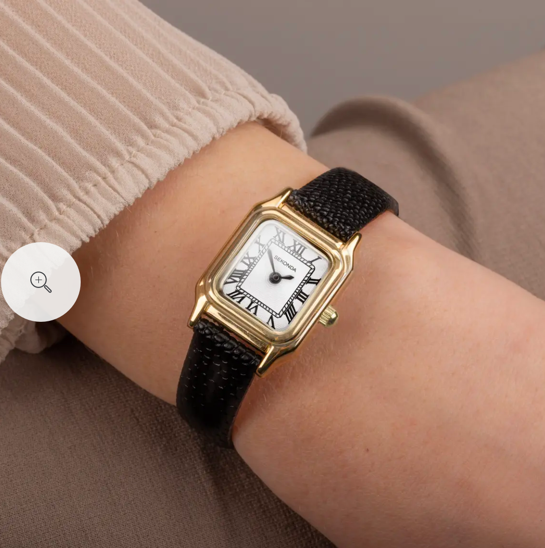Sekonda Monica Ladies Watch with Gold Alloy Case & Black Leather Strap 40557