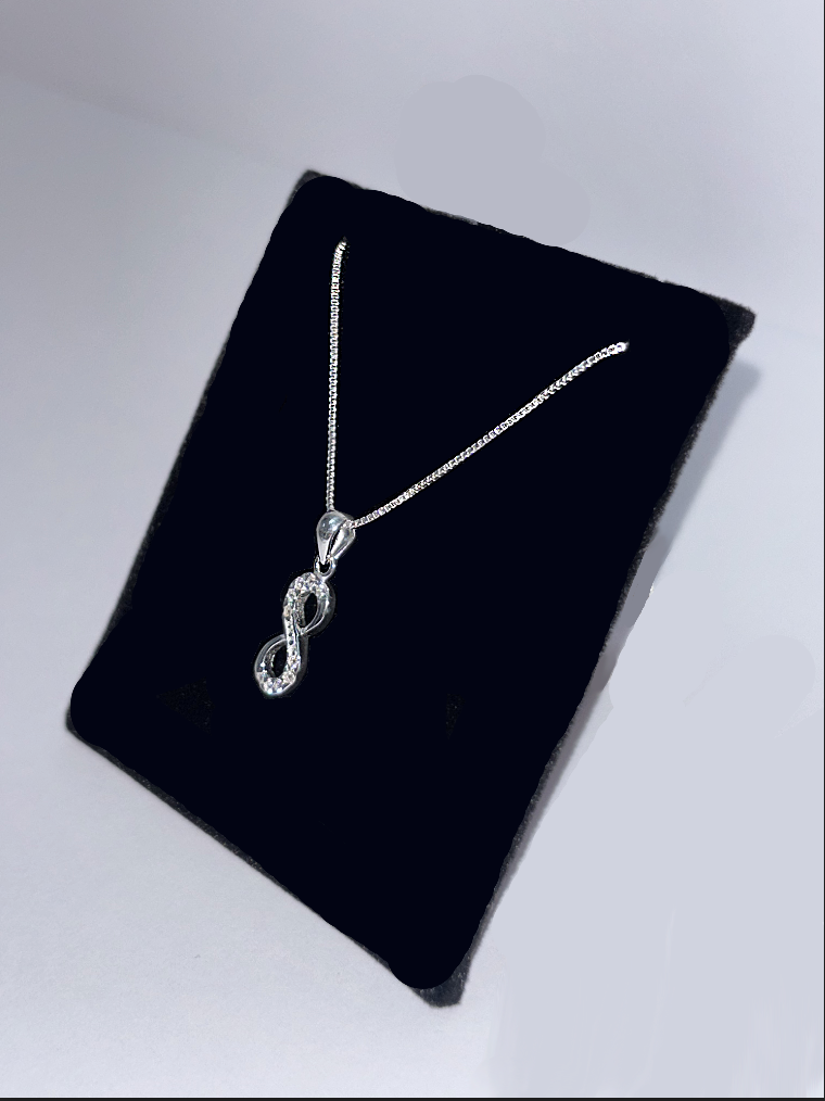 Silver CZ Infinity Pendant Necklace
