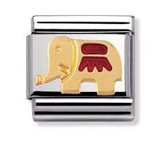 Nomination Classic Gold Red Elephant Animal Charm Link 03021221