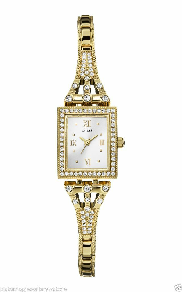 Guess Watch W0430L2 Scarlett.Yellow gold Plated Analog CZ Original New Square