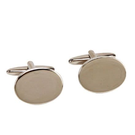 4" X 6" - SILVER PLATED OVAL Cufflinks