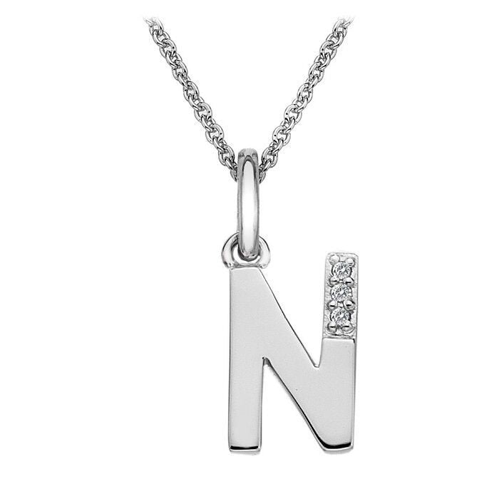 Hot Diamonds N Micro Pendant Necklace DP414 Initial N