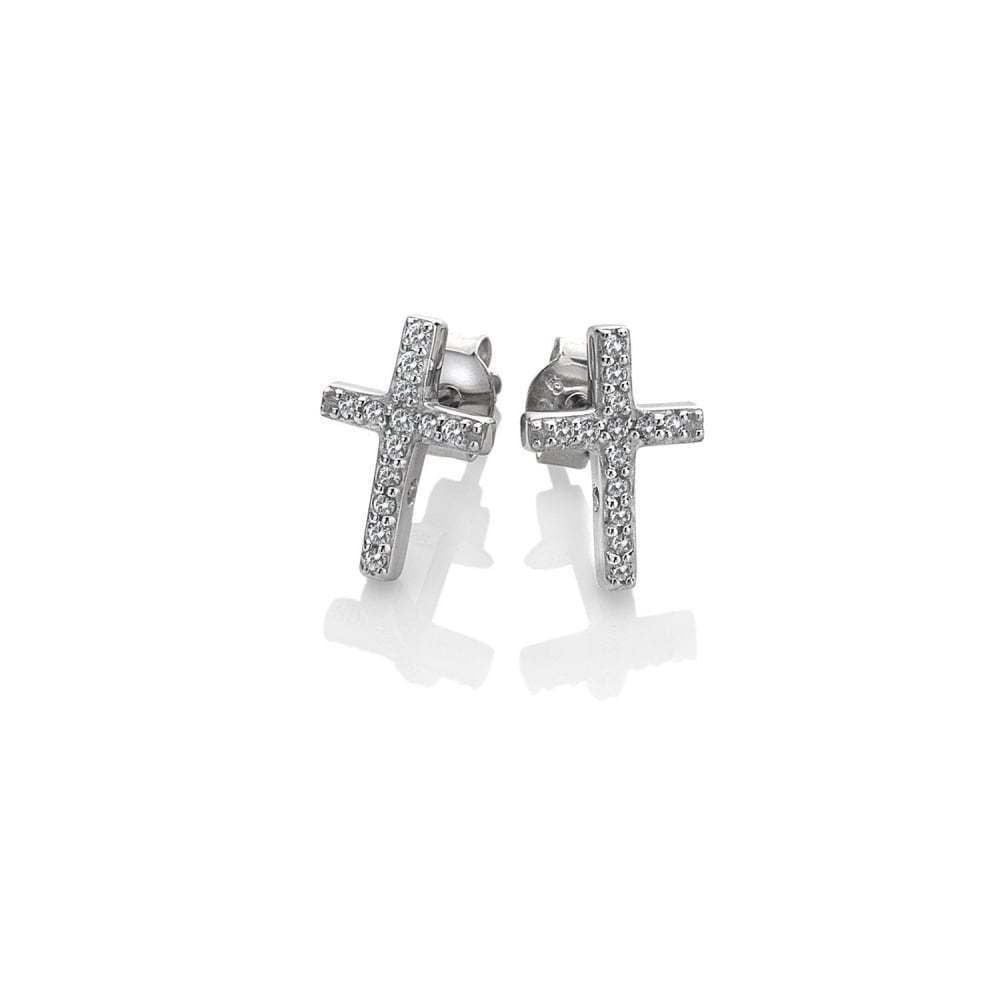 Hot Diamonds Sterling Silver Bliss Cross Earrings DE552 Ladies Gift