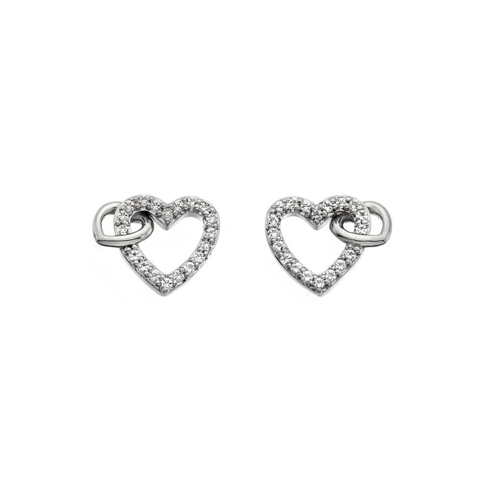 Hot Diamonds Sterling Silver Diamond Set Open Heart Earrings DE605 Ladies Gift