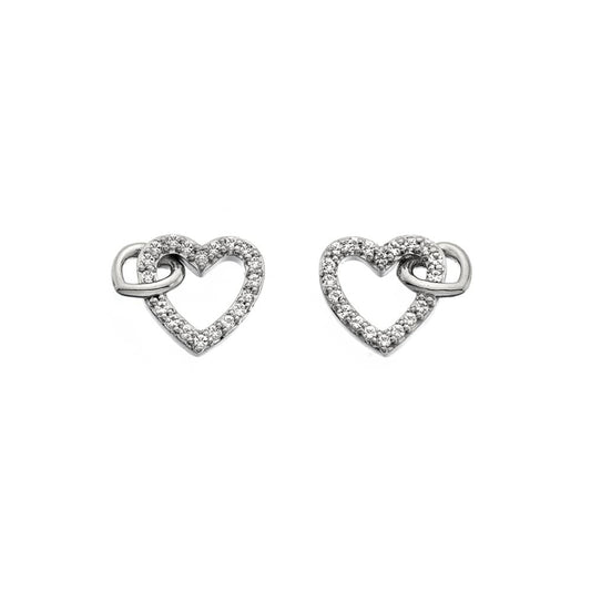 Hot Diamonds Sterling Silver Diamond Set Open Heart Earrings DE605 Ladies Gift