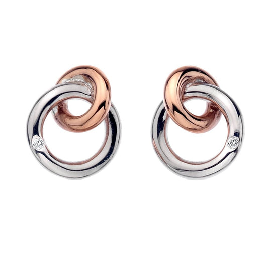 Hot Diamonds Sterling Silver & Rose Gold Vermeil  Eternity Earrings DE309 Ladies Gift