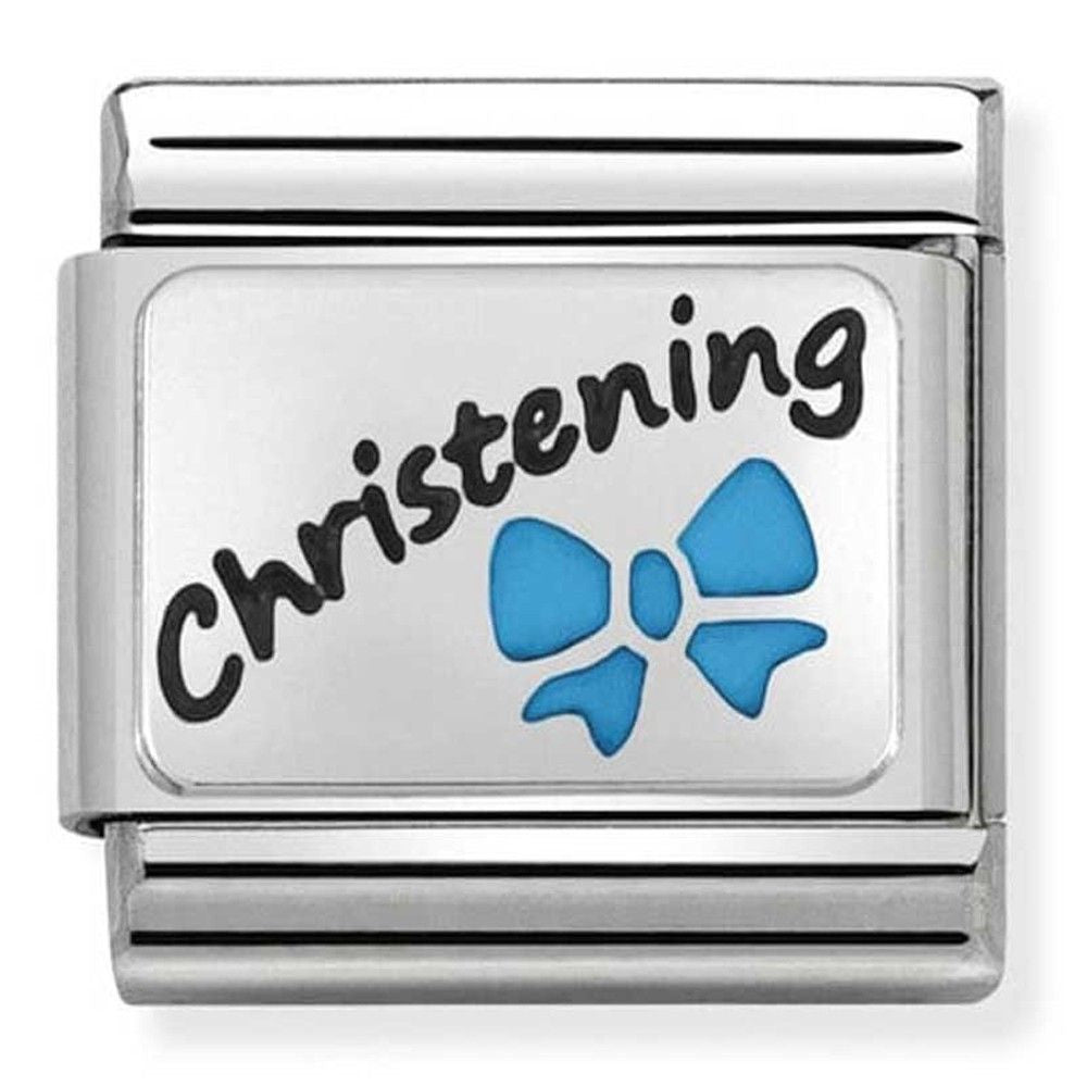 Nomination New Arrival Baby Silver Blue Christening Charm Link 33020818