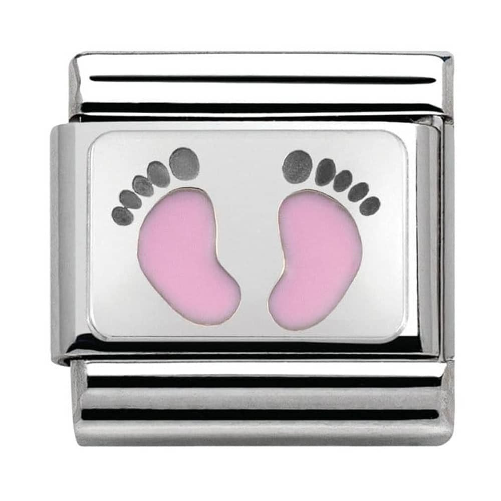 Nomination New Arrival Baby Silver Pink Feet Charm Link 33020814