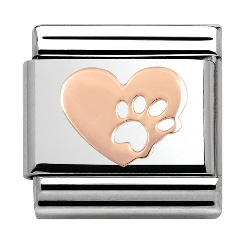 Nomination Classic Rose Gold Heart with Paw Animal Charm Link 43010412