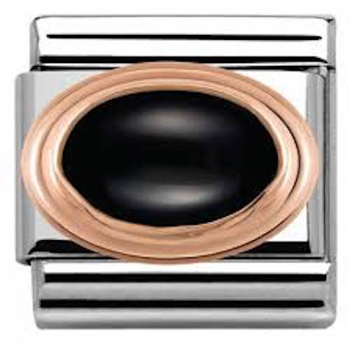 Nomination Classic Rose Gold Oval Black Charm Link