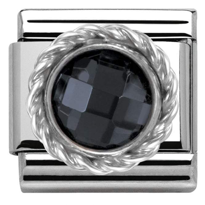 Nomination Classic Silver Black CZ Stone Charm Link 330601011