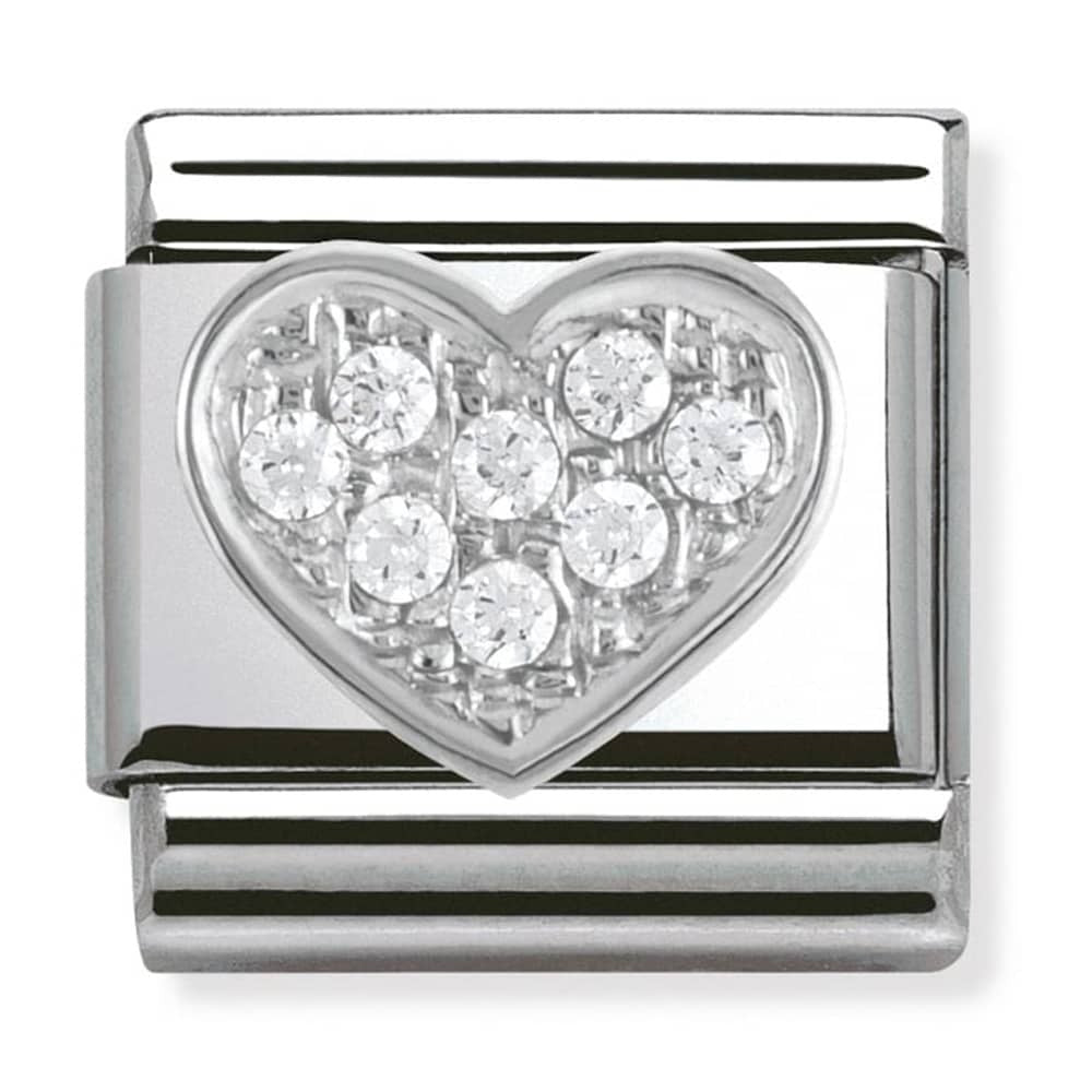 Nomination Classic Silver CZ Heart Love Charm Link 33030401