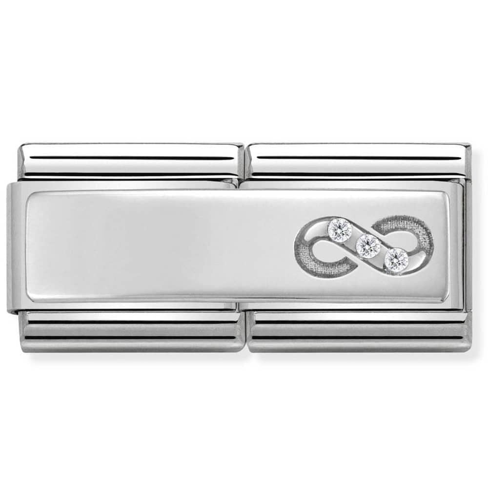 Nomination Silver Charm Double CZ Infinity Charm Link 33073109