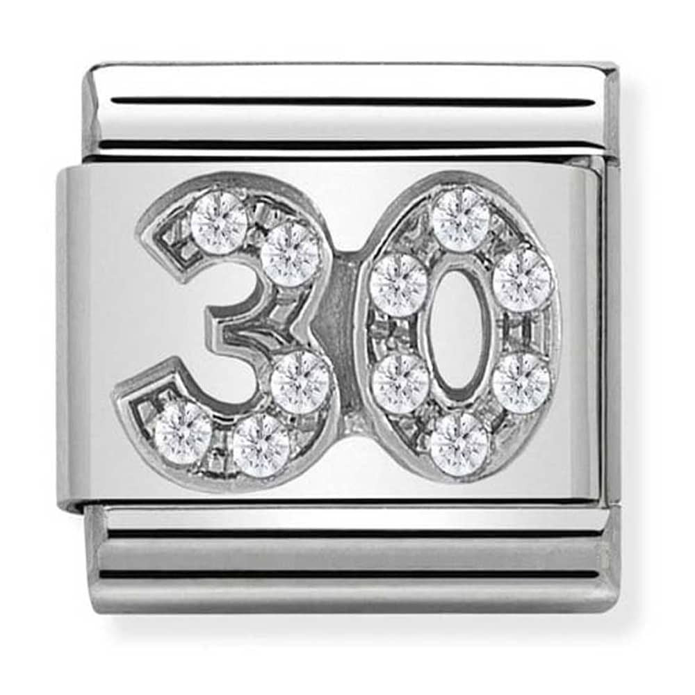 Nomination Classic Silver & CZ Number 30 Charm Link 33030421