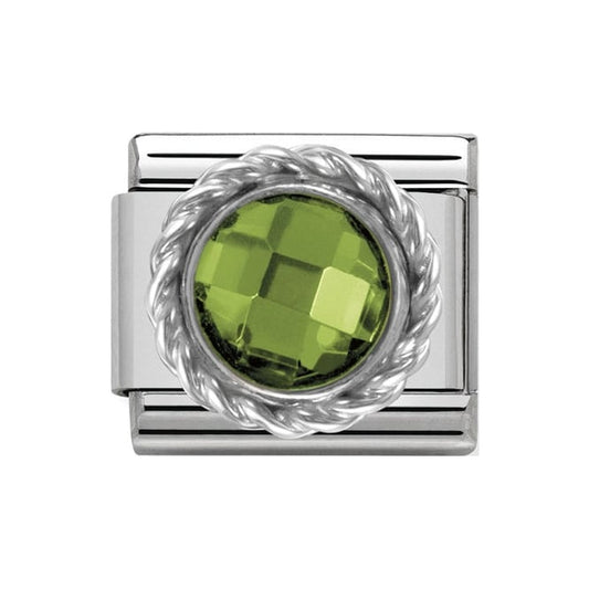 Nomination Classic Silver Green CZ Stone Charm Link 330601004