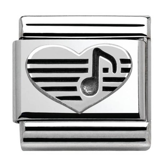 Nomination Classic Silver Music Heart Note Charm Link 33010106