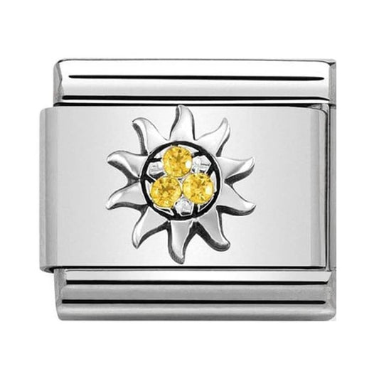 Nomination Classic Silver Sun with Yellow CZ Travel Charm Link 33030429