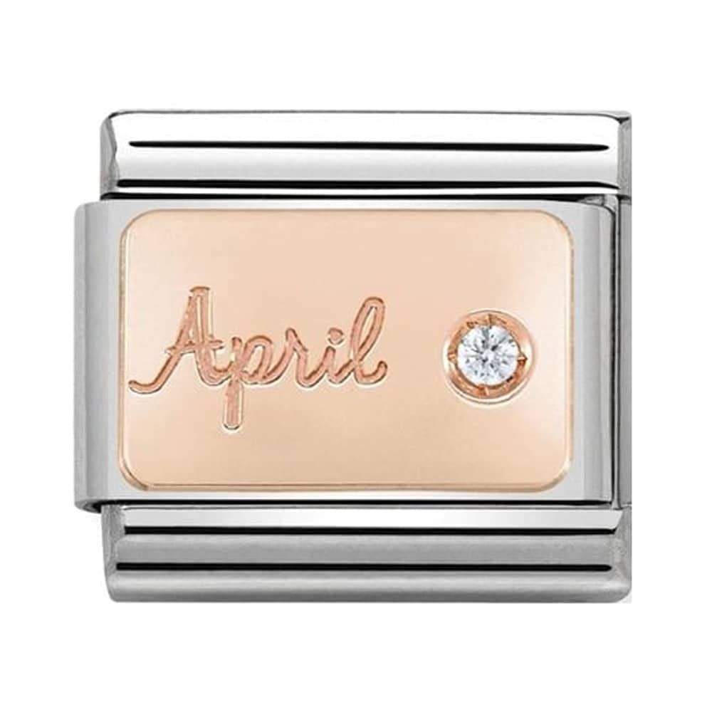 Nomination Rose Gold April Birthstone Charm Link 43050804