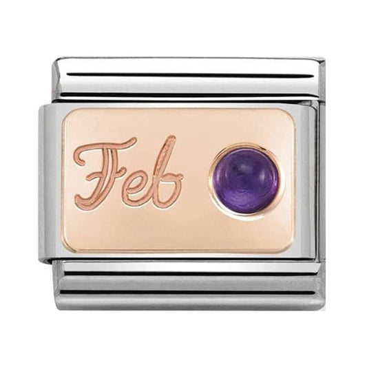 Nomination Rose Gold February Birthstone Charm Link 43050802