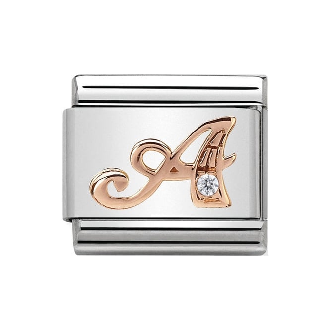 Nomination Rose Gold Initial A Charm Link 43031001
