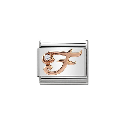 Nomination Rose Gold Initial F Charm Link43031006